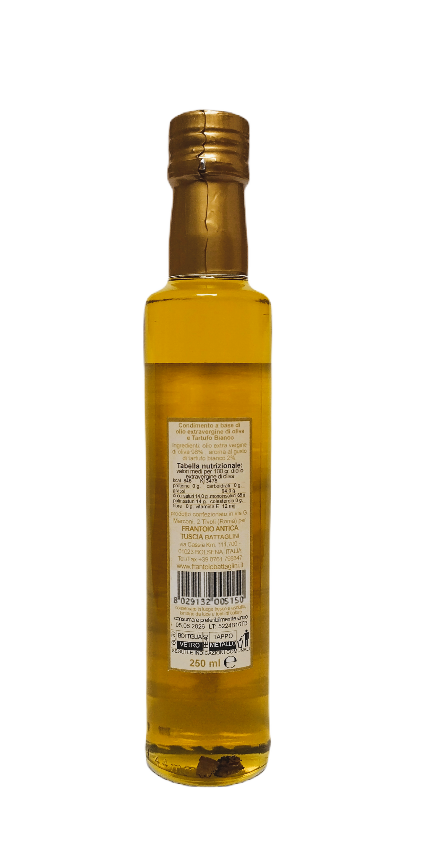 Olijfolie Extra Vergine + Tartufo Bianco - Fles 250 ml