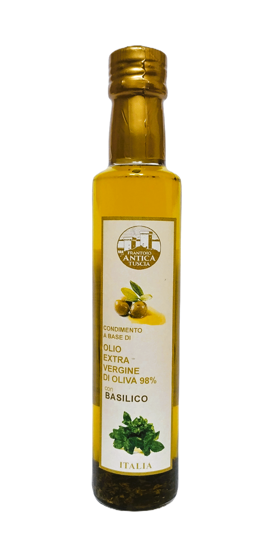 Olijfolie Extra Vergine + Basilico - Fles 250 ml