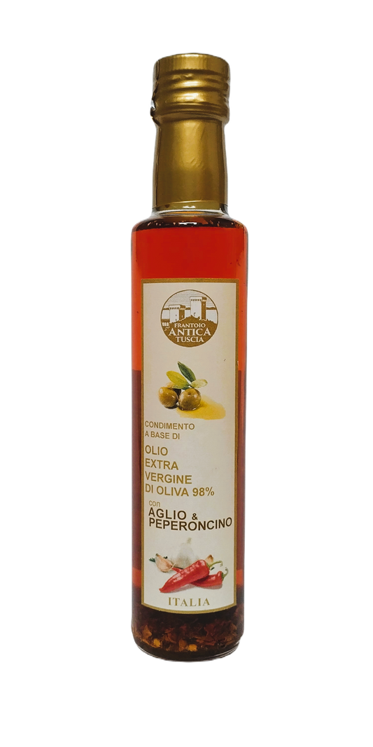 Olijfolie Extra Vergine + Aglio + Peperoncino - Fles 250 ml